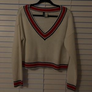 Preppy white knit sweater